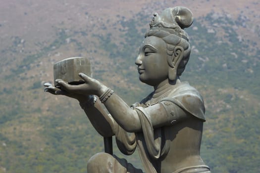 Buddha statue at Po Lin Buddhist Monastery located on Ngong Ping Plateau on Lantau Island, Hong Kong, China