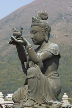 Buddha statue at Po Lin Buddhist Monastery located on Ngong Ping Plateau on Lantau Island, Hong Kong, China