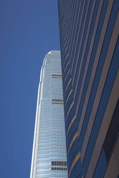 Modern high rise office buildings in the city of Hong Kong, China