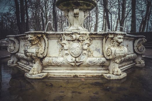 Ornamental fountains of the Palace of Aranjuez, Madrid, Spain