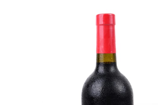wine bottle with dewdrop isolated on white background