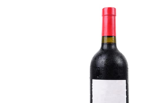 wine bottle with dewdrop isolated on white background