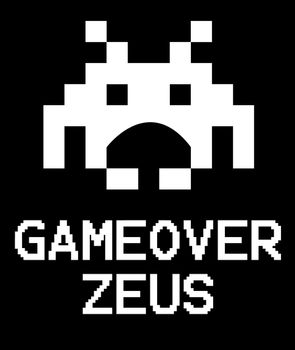 Gameover Zeus virus concept using space invaders game.