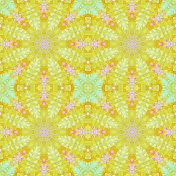 Artistic background, abstract seamless floral pattern with colorful leaves of plants