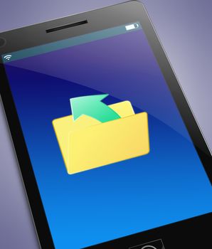 Illustration depicting a phone with a folder icon concept.