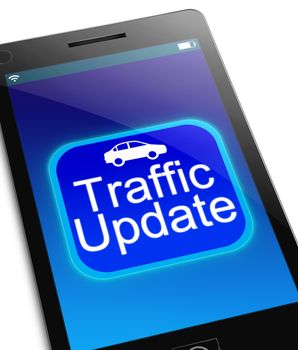 Illustration depicting a phone with a traffic update concept.