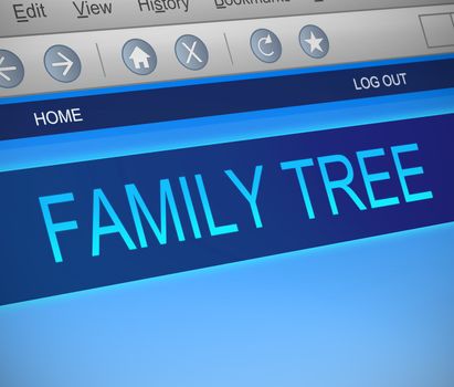 Illustration depicting a computer screen capture with a family tree concept.