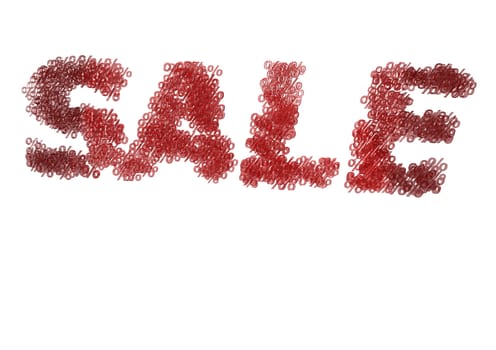 Three-dimensional inscription sale made of red percent