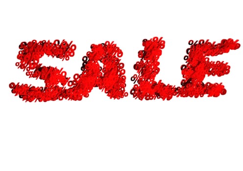 Three-dimensional inscription sale made of red percent