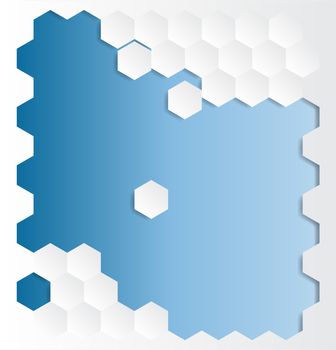 An abstract background graphic with hexagons.
