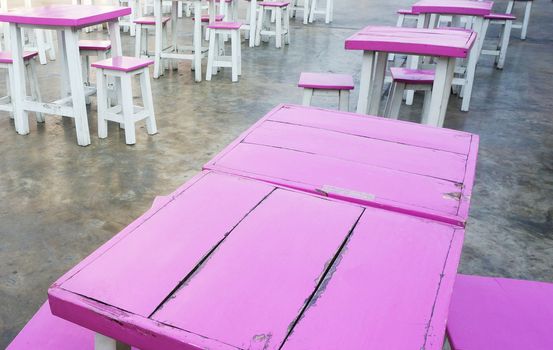 Dinning table and chair at sidewalk, simple design for the convenience of people.                              