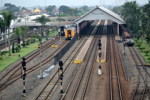 bandung, indonesia-june 13, 2014-kiaracondong train station taken from aerial viewed