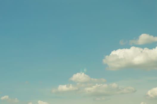 White clouds on sky floated into groups in the blue sky.                           