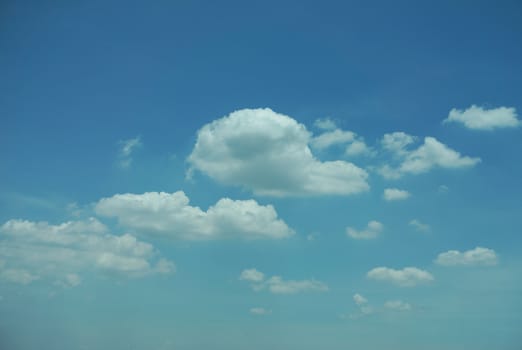 Pure white clouds floating on the blue sky,  daytime in summer.                             