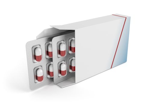 Pills in blister packs in box