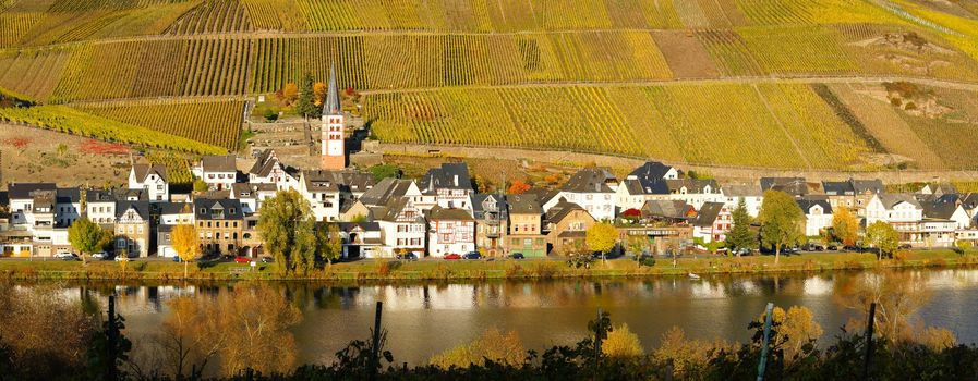 Zell-Merl an der Mosel Panorama im Herbst
