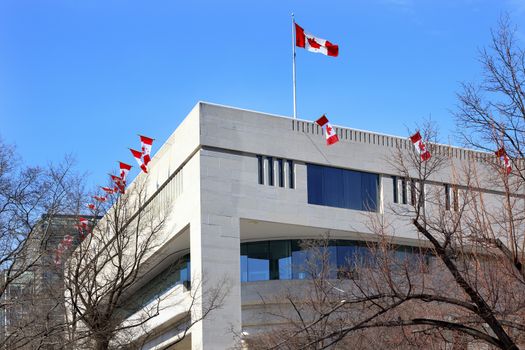 Canadian Flags Canada Embassy Pennsylvania Ave Washington DC. 

