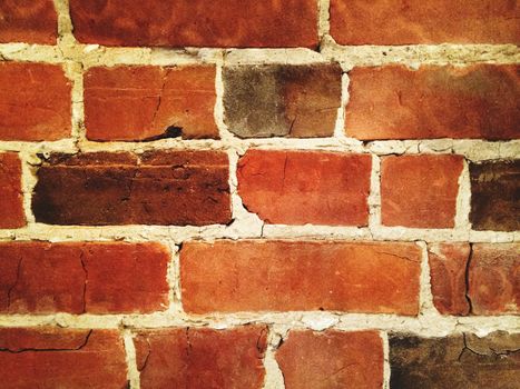 Bright red brick wall. Old brick texture.