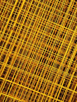 Yellow metal grids. Industrial background.