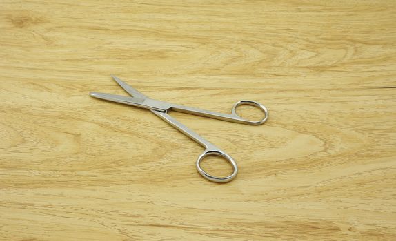 Scissors Biopsy, one side has a pointed, another side is rounded. It made ??of stainless placed on the table.                              