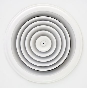 Modern air conditioning, installed on the ceiling, a circular motion several nested loop.                               