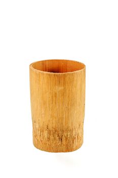 Bamboo cup isolated on white background.