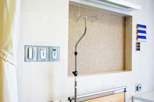 Private patient room in private hospital, Medical devices and accessories are clean and neatly organized.                              