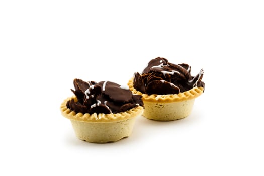 Chocolate tart isolated on white background