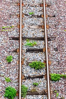 Railway tracks with wooden sleepers