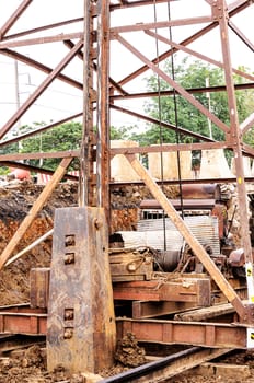 Drop hammer in construction site