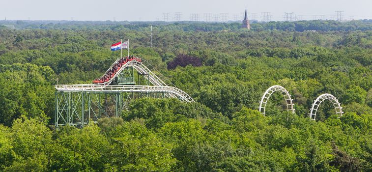 View on a rollercoaster in the Netherlands