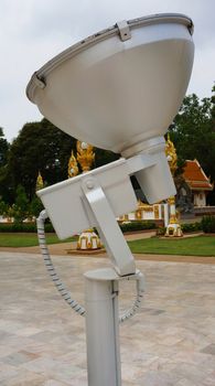 LED Spot Light, large white. Located in the courtyard of the temple, is intended to illuminate the beauty of the architecture in the temple.                               