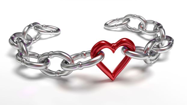 Heart in chain, abstract illustration. Love concept.