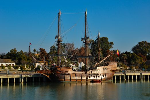 Galleon on the river Guadalquivir, Sevilla, Spain 