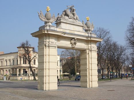 POTSDAM, GERMANY - MARCH 29, 2014: Gate to the historic city of Potsdam on March 29, 2014 in Germany, Europe