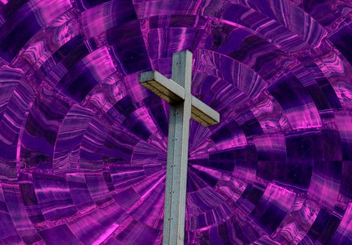christian cross on modern purple background