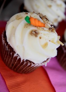 carrot cake cupcake with candy carrot