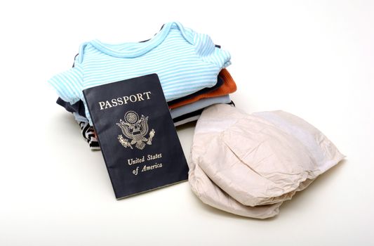 International travel with baby or infant concept