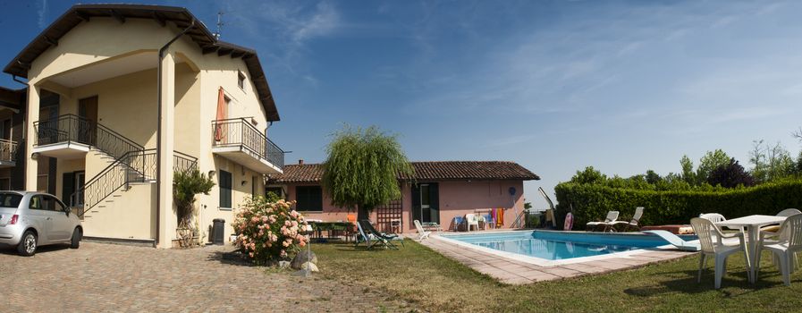 swimming pool on the lawn of a private home