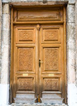 Old wooden door of an Orthodox Church