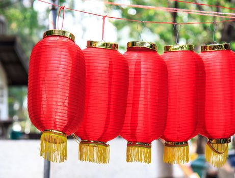closeup of a red chinese lantern