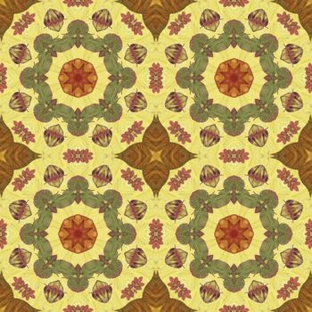 Artistic background, abstract seamless floral pattern with colorful leaves of plants