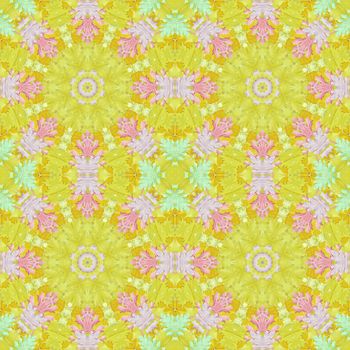 Artistic background, abstract seamless floral pattern with colorful leaves of plants