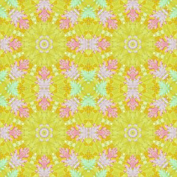 Artistic background, abstract seamless floral pattern with colorful leaves of plants