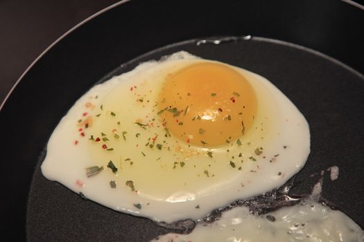 Raw Egg on the Frying Pan, Close Up
