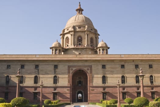 Indian Government buildings built originally during British colonial rule. Raj Path, New Delhi, India. Built circa 1931 AD