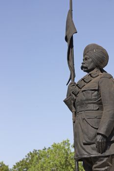 Military memorial to the Hyderabad Lancers on a roundabout (Teen Murti) in New Delhi, India
