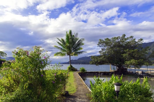 On the Bank of Samosir Island. Lake Toba, North Sumatra, Indonesia.