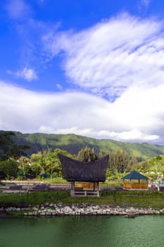 Arbors, Sky, Clouds in Samosir Island. Lake Toba, North Sumatra, Indonesia.