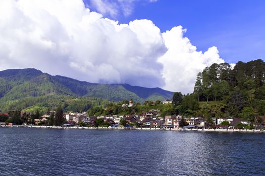 View of Parapat. City on North Sumatra, Indonesia.